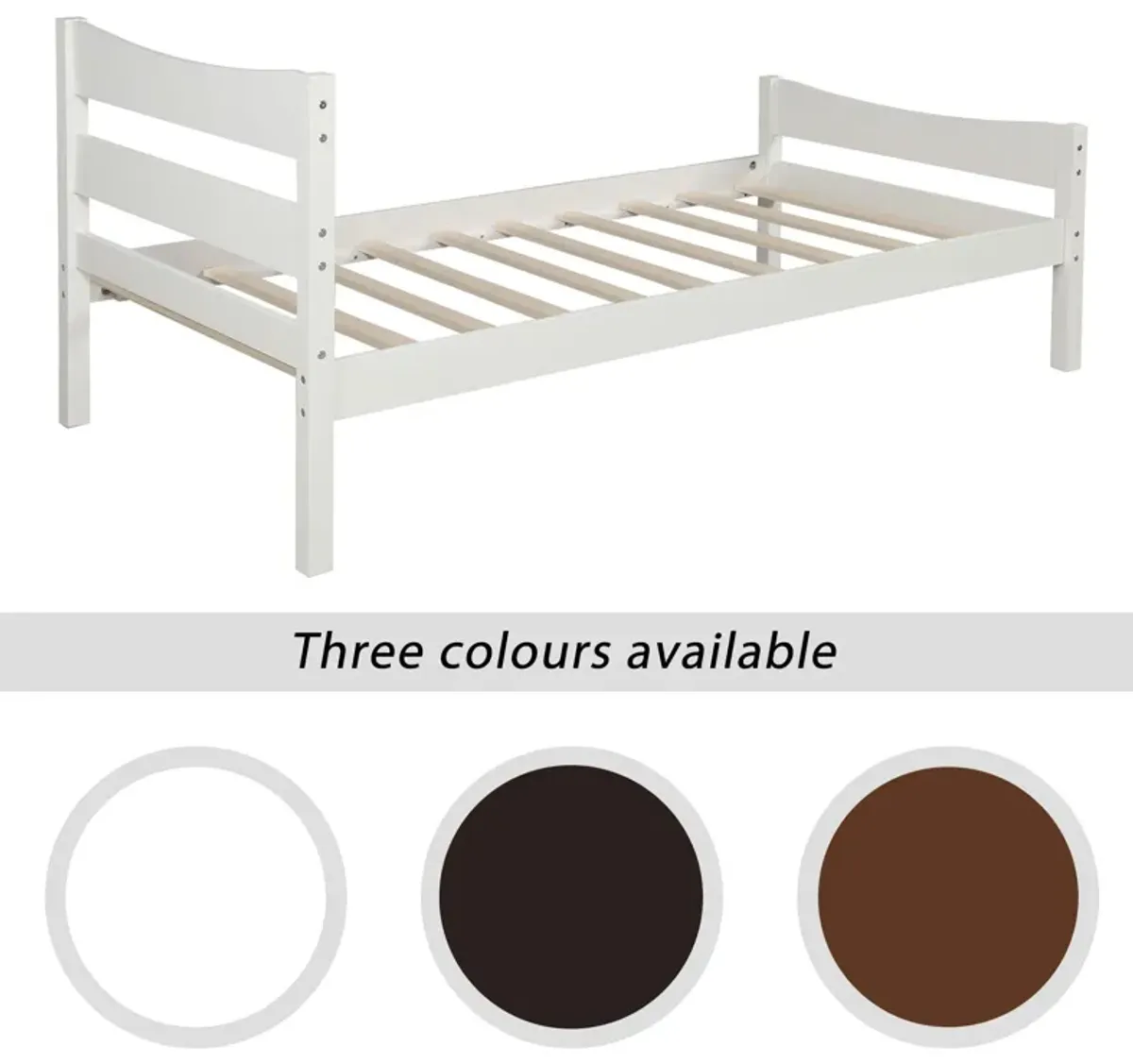 Twin Size Platform Bed With Headboard And Wooden Slat Support