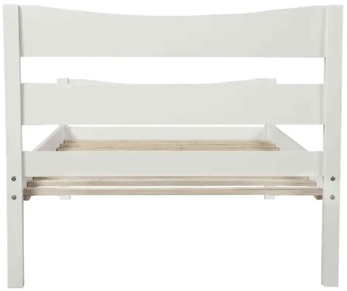 Twin Size Platform Bed With Headboard And Wooden Slat Support