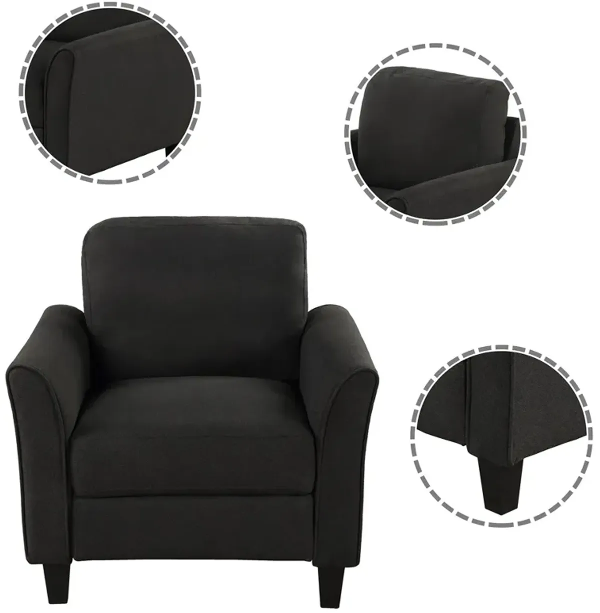 Living Room Sets Furniture Armrest Sofa Single Chair Sofa Loveseat Chair 3 Seat Sofa (Chair Loveseat Chair & 3 Seat Sofa)