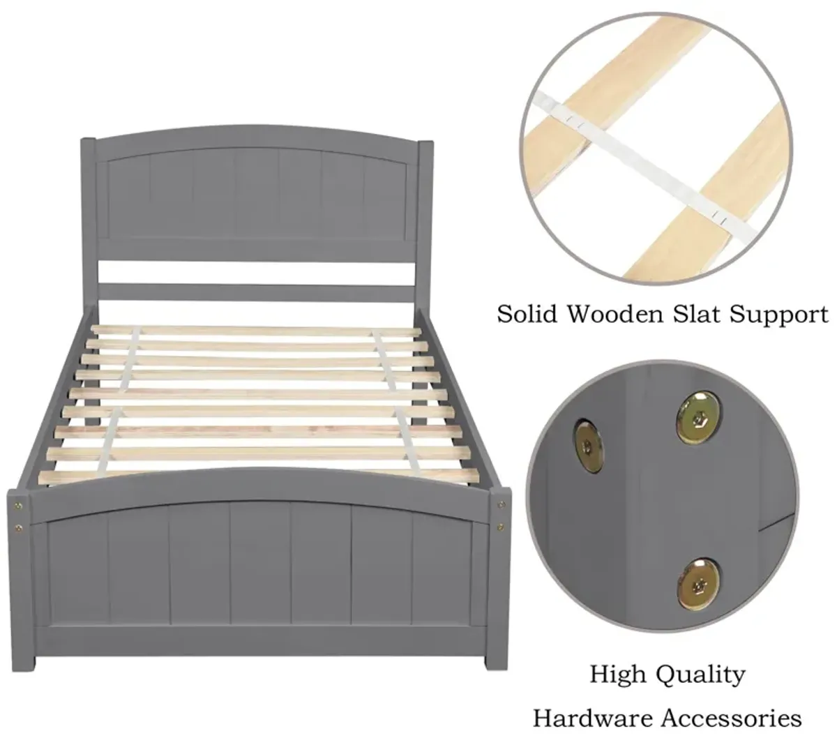 Platform Bed With Headboard, Footboard And Wood Slat Support - Wood