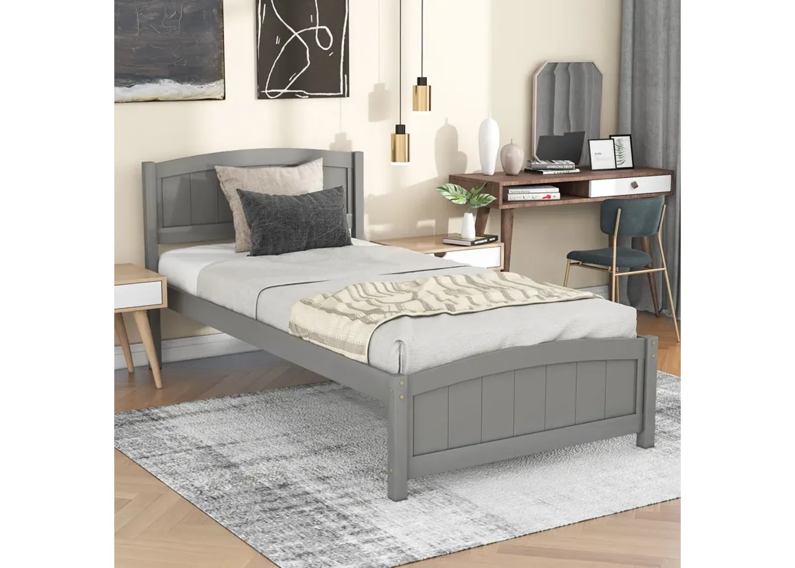 Platform Bed With Headboard, Footboard And Wood Slat Support - Wood