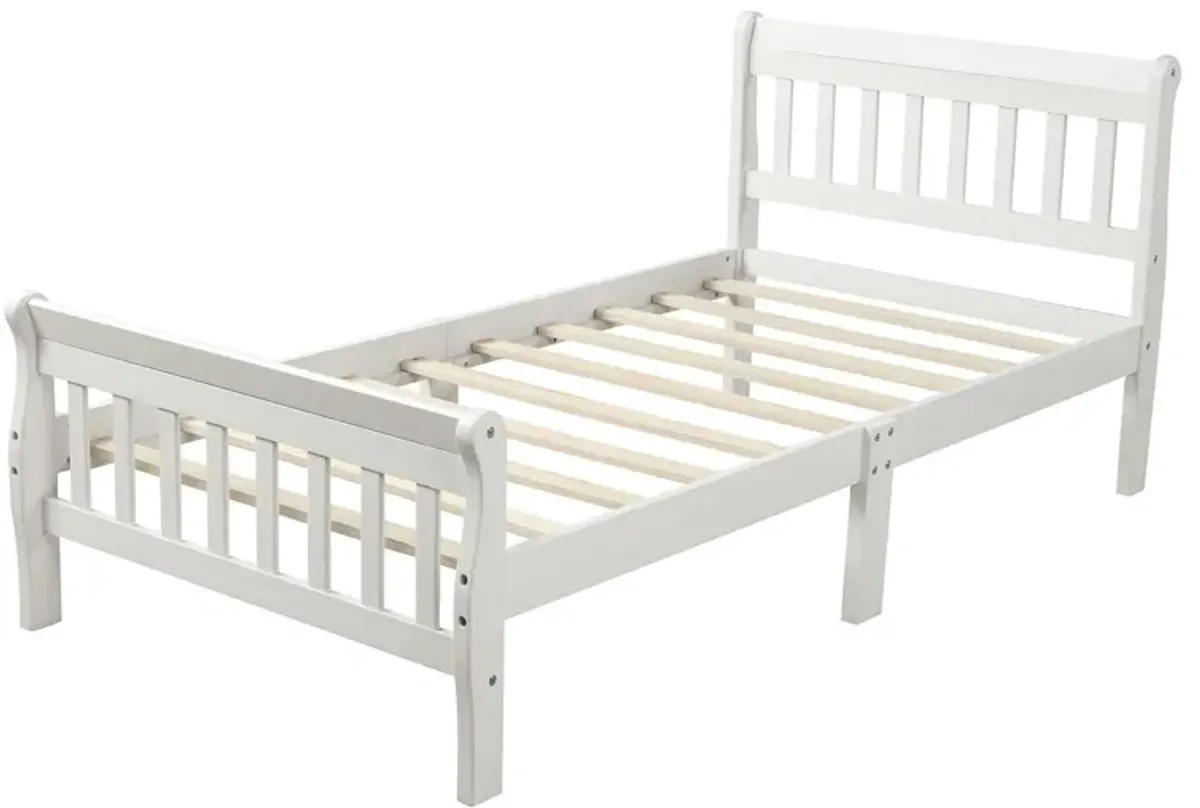 Platform Bed Frame Panel Bed Mattress Foundation Sleigh Bed With Headboard / Footboard / Wood Slat Support