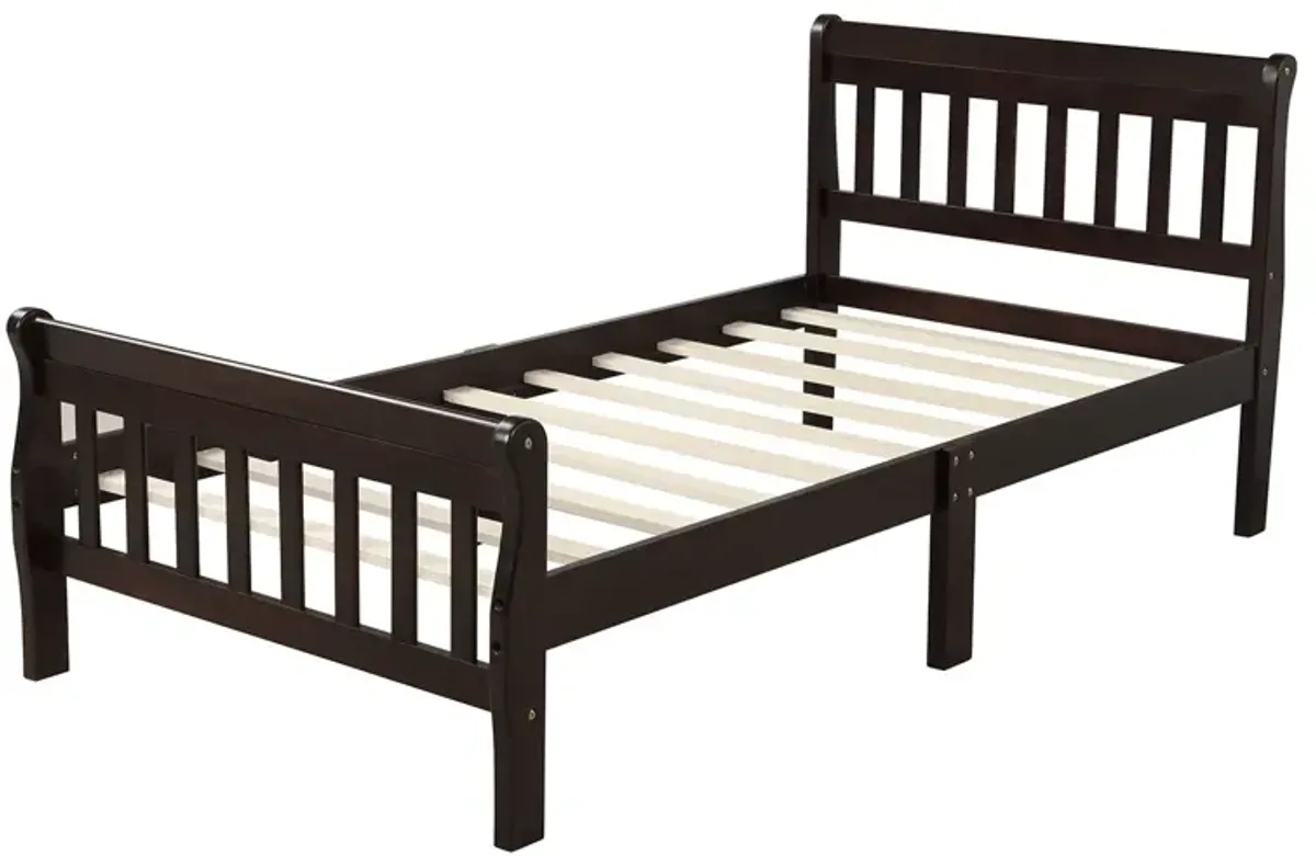 Platform Bed Frame Panel Bed Mattress Foundation Sleigh Bed With Headboard / Footboard / Wood Slat Support