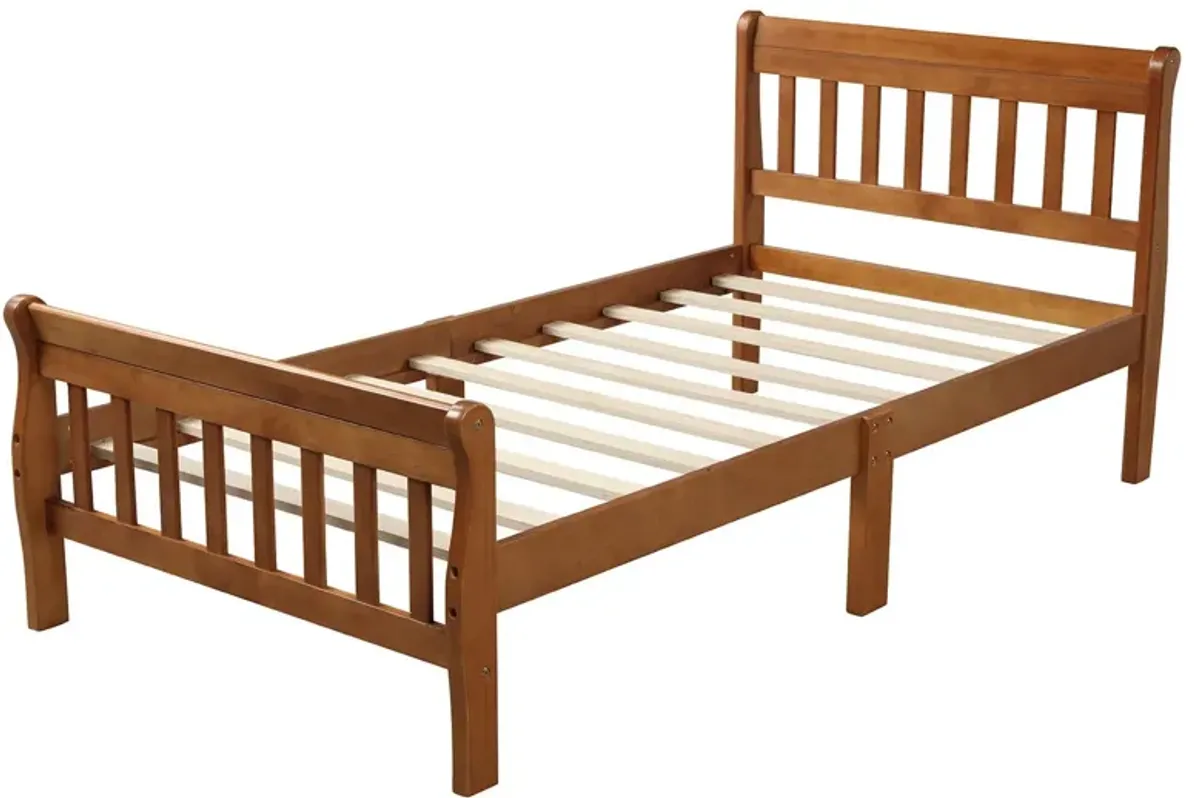 Platform Bed Frame Panel Bed Mattress Foundation Sleigh Bed With Headboard / Footboard / Wood Slat Support