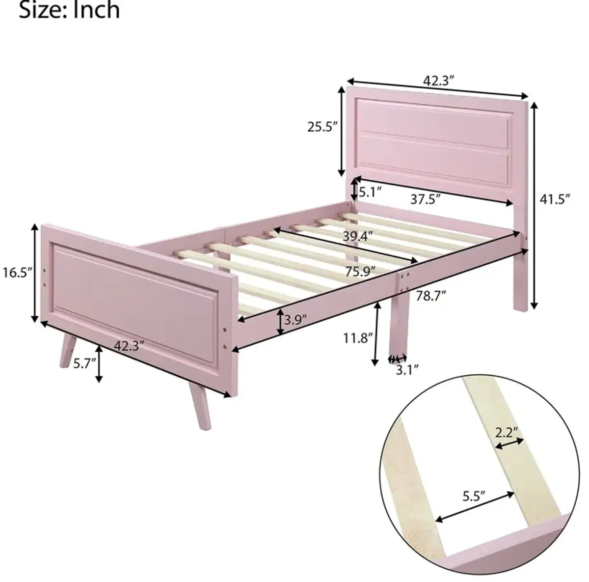 Twin Platform Bed Frame Mattress Foundation With Headboard And Wood Slat Support