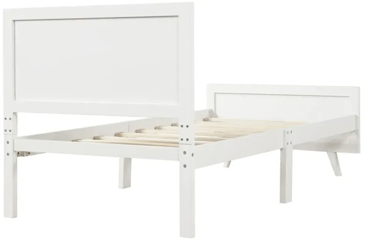 Twin Platform Bed Frame Mattress Foundation With Headboard And Wood Slat Support