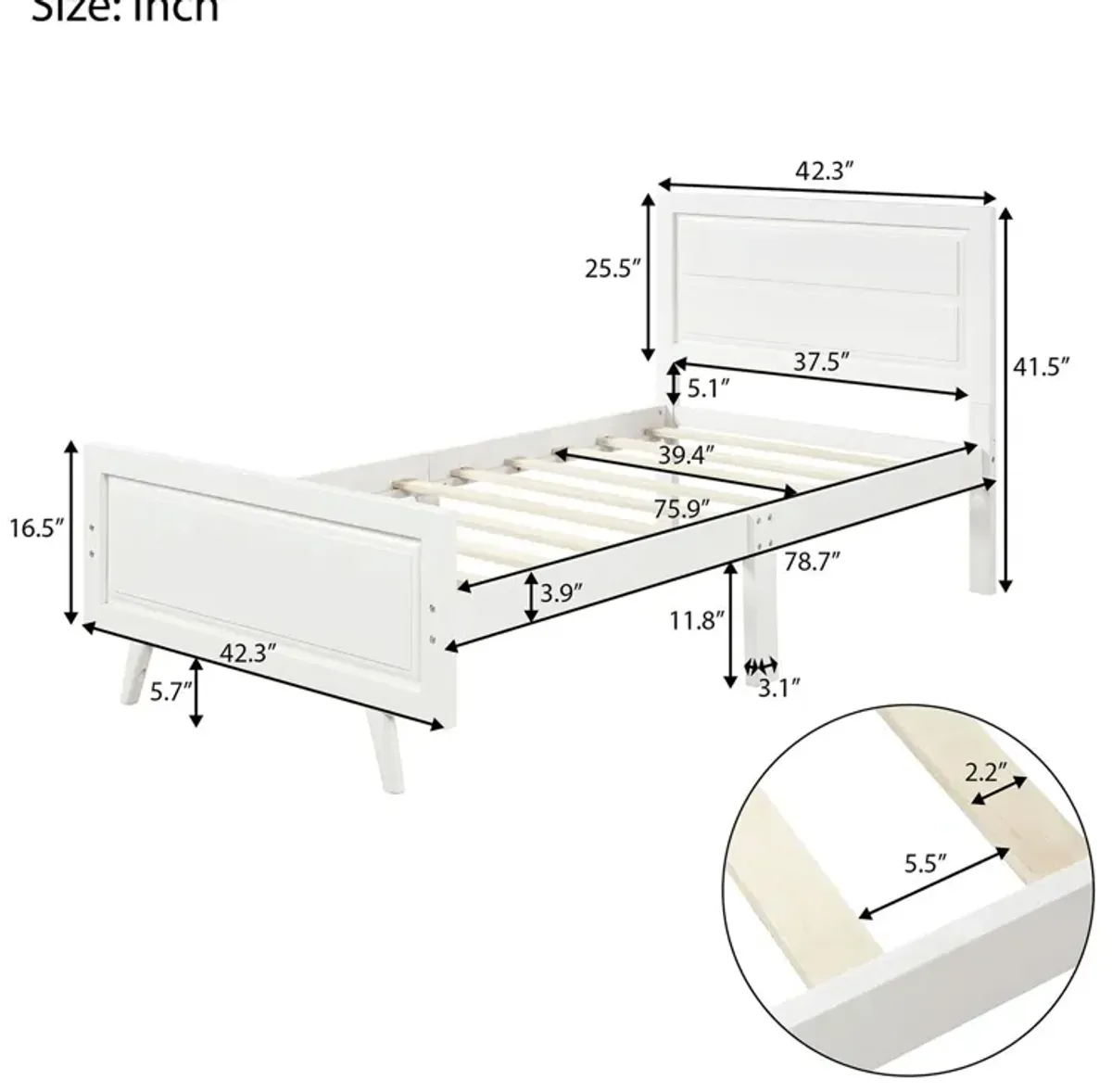 Twin Platform Bed Frame Mattress Foundation With Headboard And Wood Slat Support