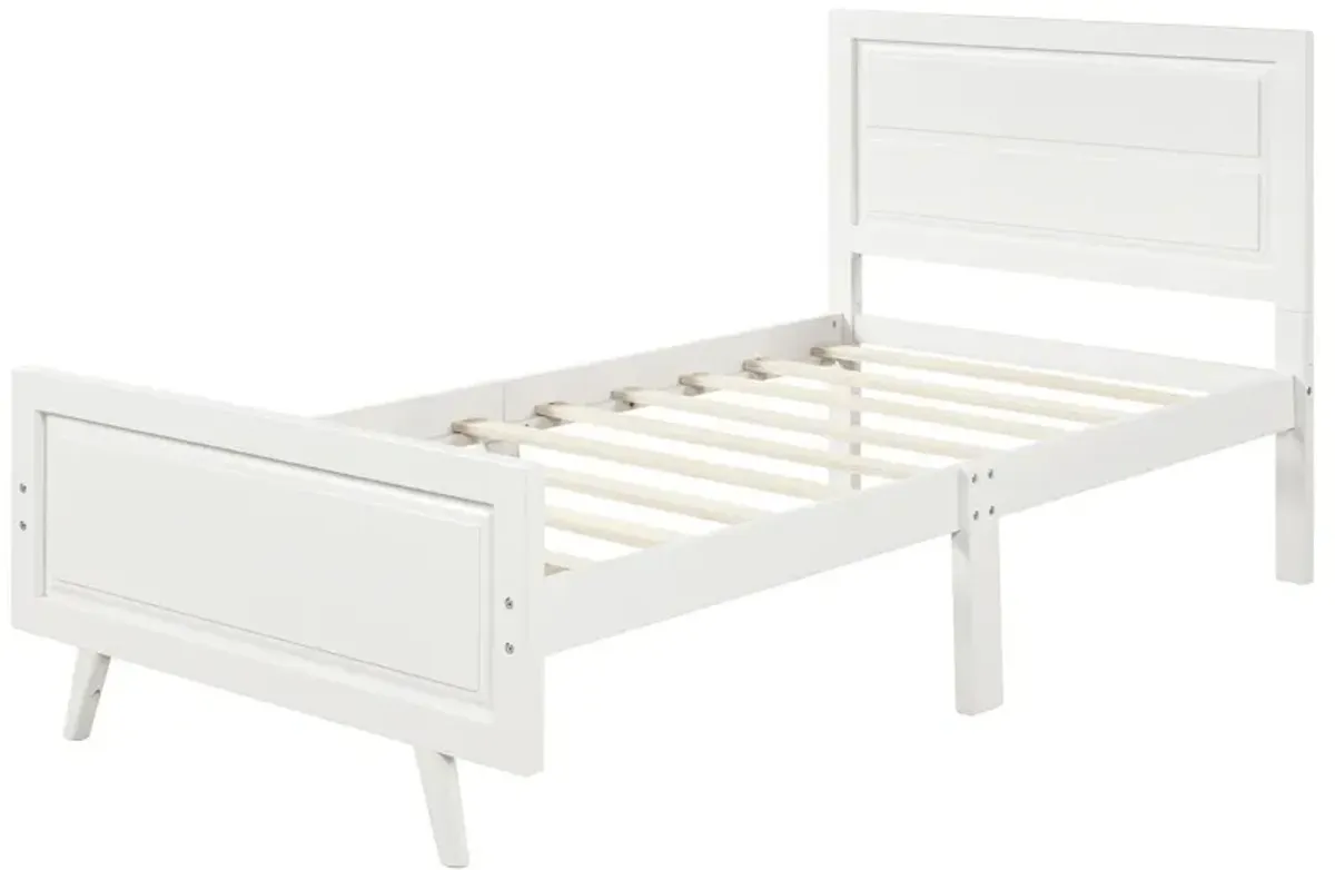 Twin Platform Bed Frame Mattress Foundation With Headboard And Wood Slat Support