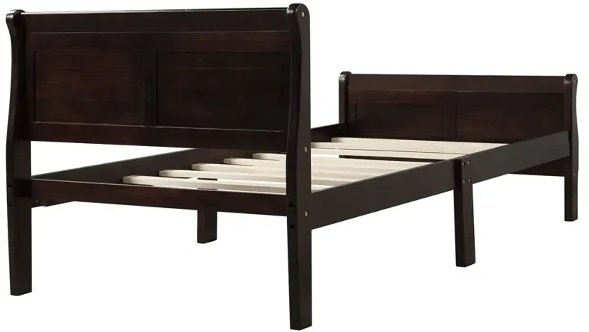 Twin Platform Bed Frame Mattress Foundation Sleigh Bed With Headboard / Footboard / Wood Slat Suppor