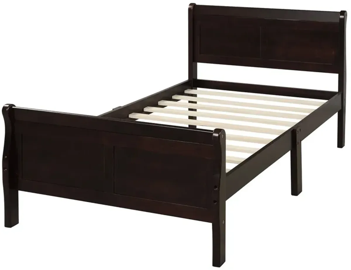 Twin Platform Bed Frame Mattress Foundation Sleigh Bed With Headboard / Footboard / Wood Slat Suppor