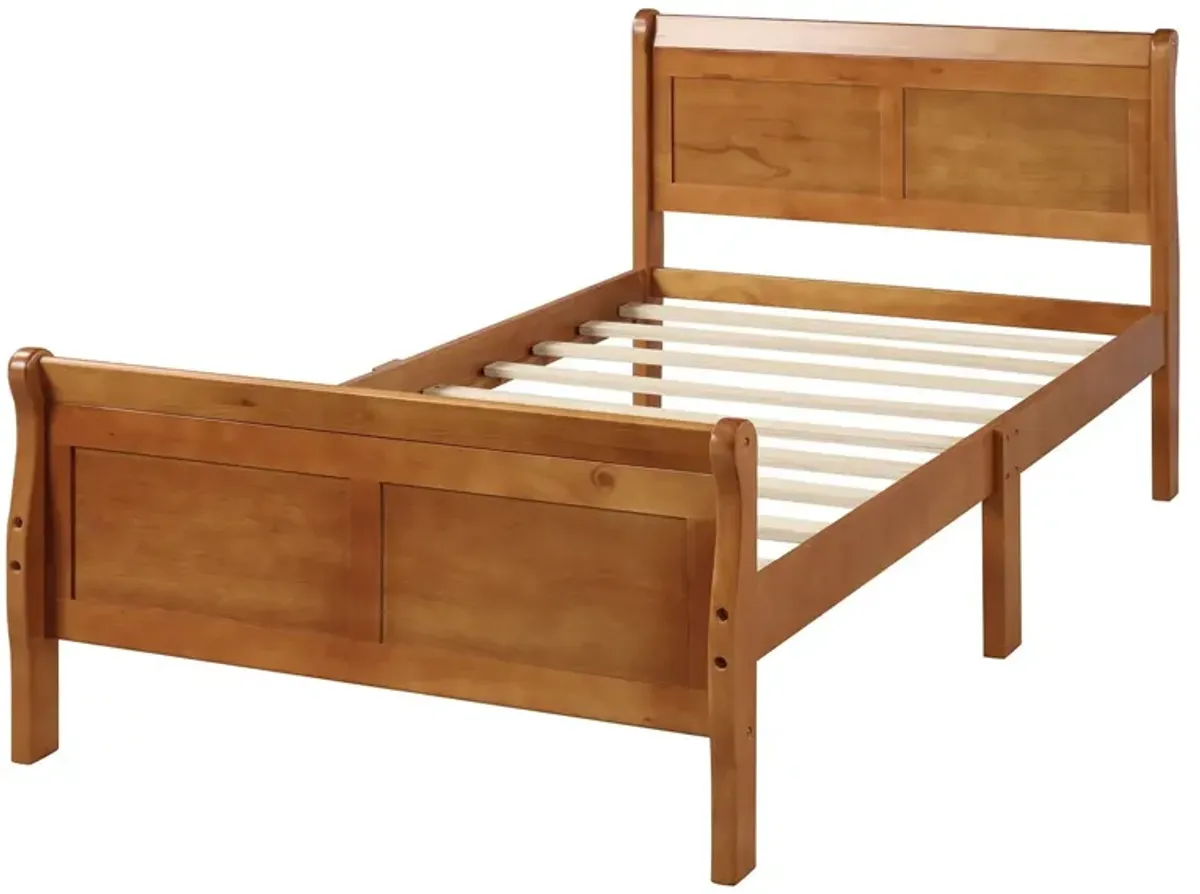 Twin Platform Bed Frame Mattress Foundation Sleigh Bed With Headboard / Footboard / Wood Slat Suppor