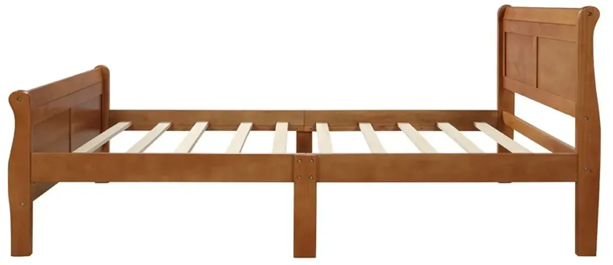 Twin Platform Bed Frame Mattress Foundation Sleigh Bed With Headboard / Footboard / Wood Slat Suppor