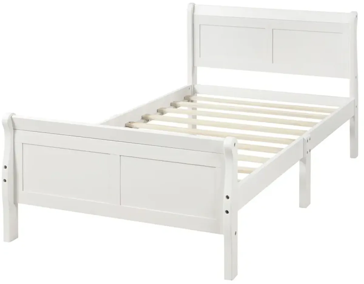 Twin Platform Bed Frame Mattress Foundation Sleigh Bed With Headboard / Footboard / Wood Slat Suppor