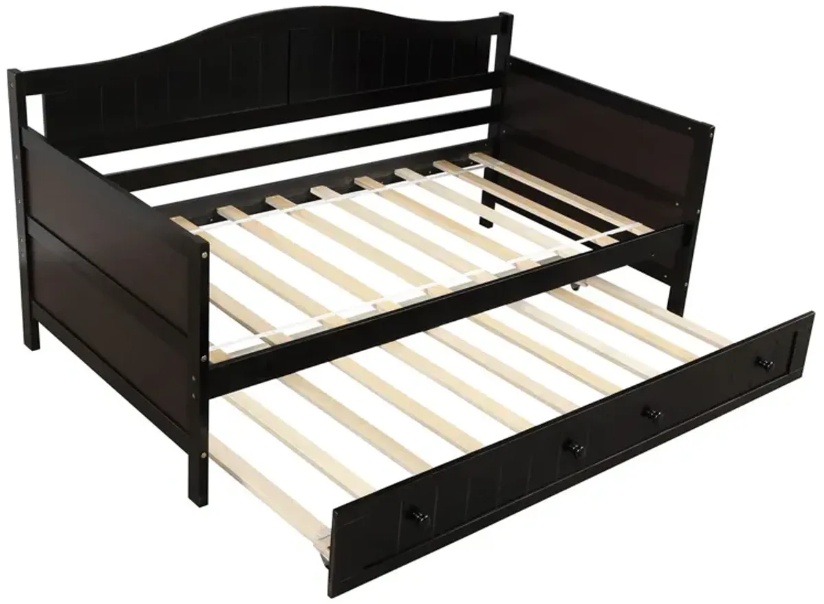 Wooden Daybed With Trundle Bed, Sofa Bed For Bedroom Living Room