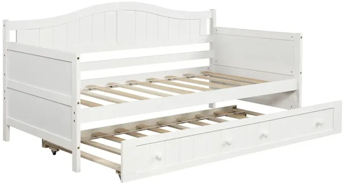 Wooden Daybed With Trundle Bed, Sofa Bed For Bedroom Living Room