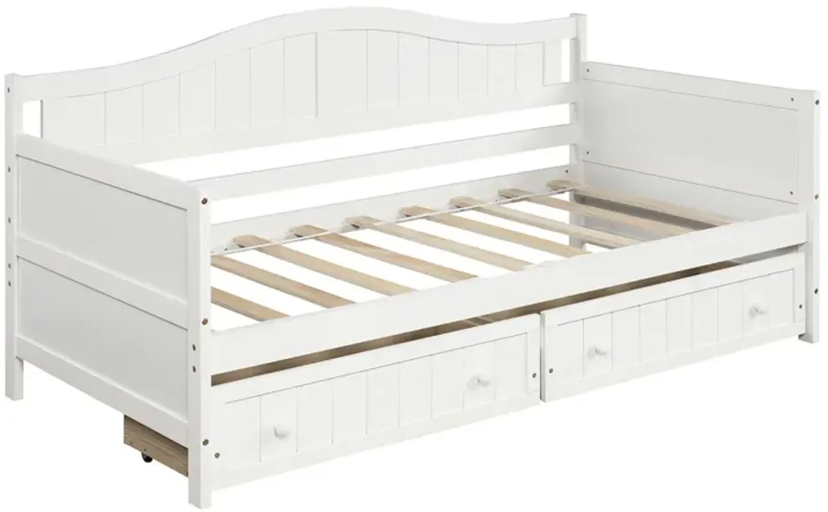 Wooden Daybed With 2 Drawers, Sofa Bed For Bedroom Living Room, No Box Spring Needed