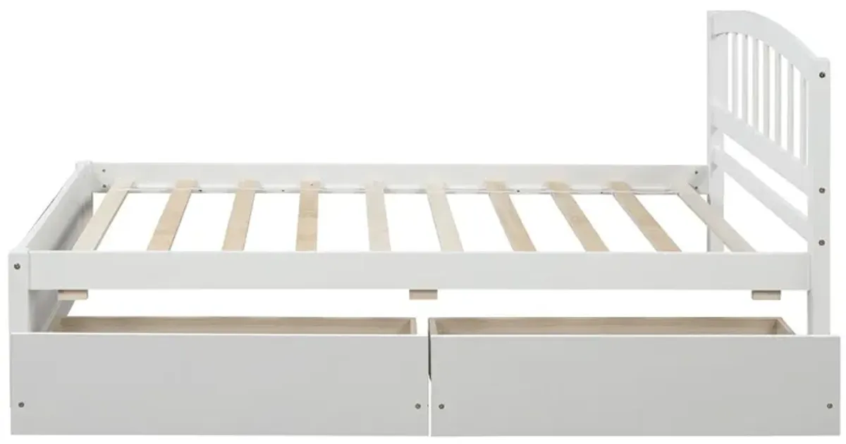 Platform Storage Bed Wood Bed Frame With Two Drawers And Headboard