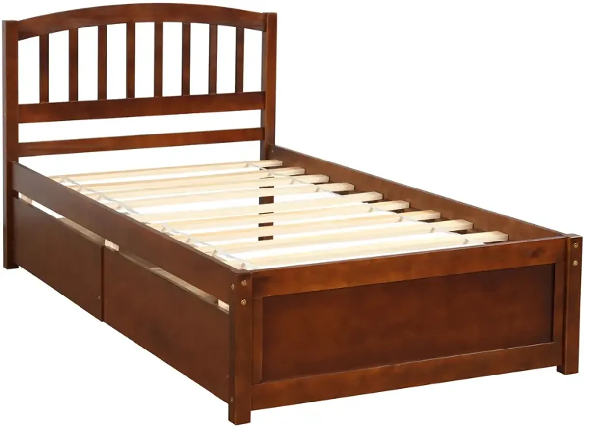 Platform Storage Bed Wood Bed Frame With Two Drawers And Headboard