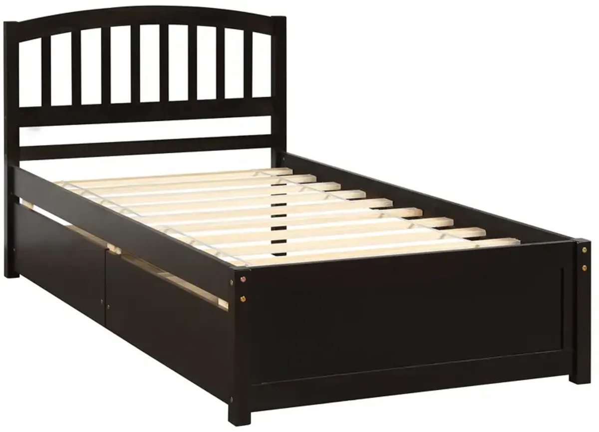 Platform Storage Bed Wood Bed Frame With Two Drawers And Headboard