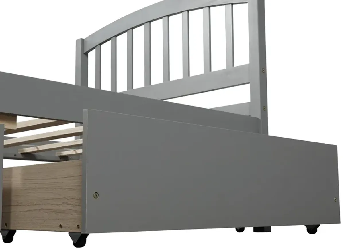 Platform Storage Bed Wood Bed Frame With Two Drawers And Headboard