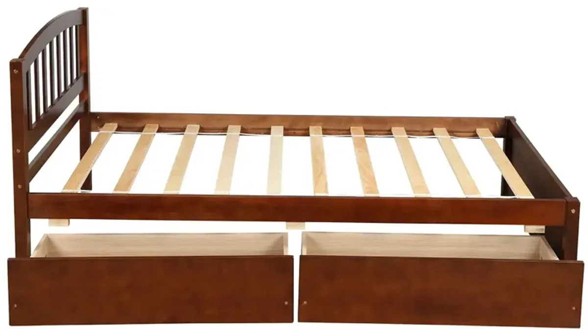 Platform Storage Bed Wood Bed Frame With Two Drawers And Headboard