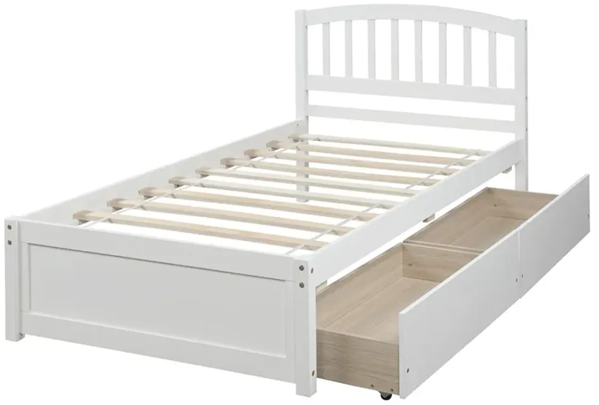 Platform Storage Bed Wood Bed Frame With Two Drawers And Headboard