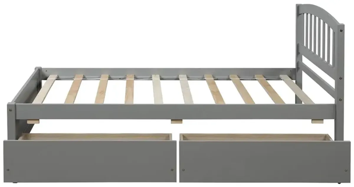 Platform Storage Bed Wood Bed Frame With Two Drawers And Headboard