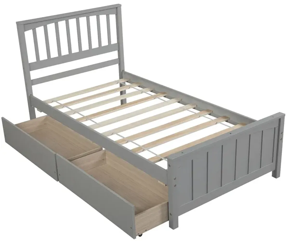 Twin Size Platform Bed With Two Drawers