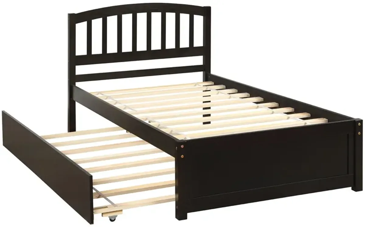 Twin Size Platform Bed Wood Bed Frame With Trundle