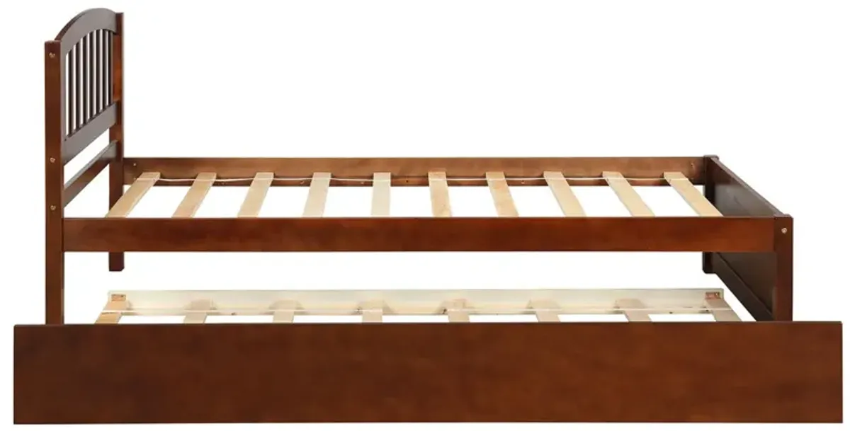 Twin Size Platform Bed Wood Bed Frame With Trundle