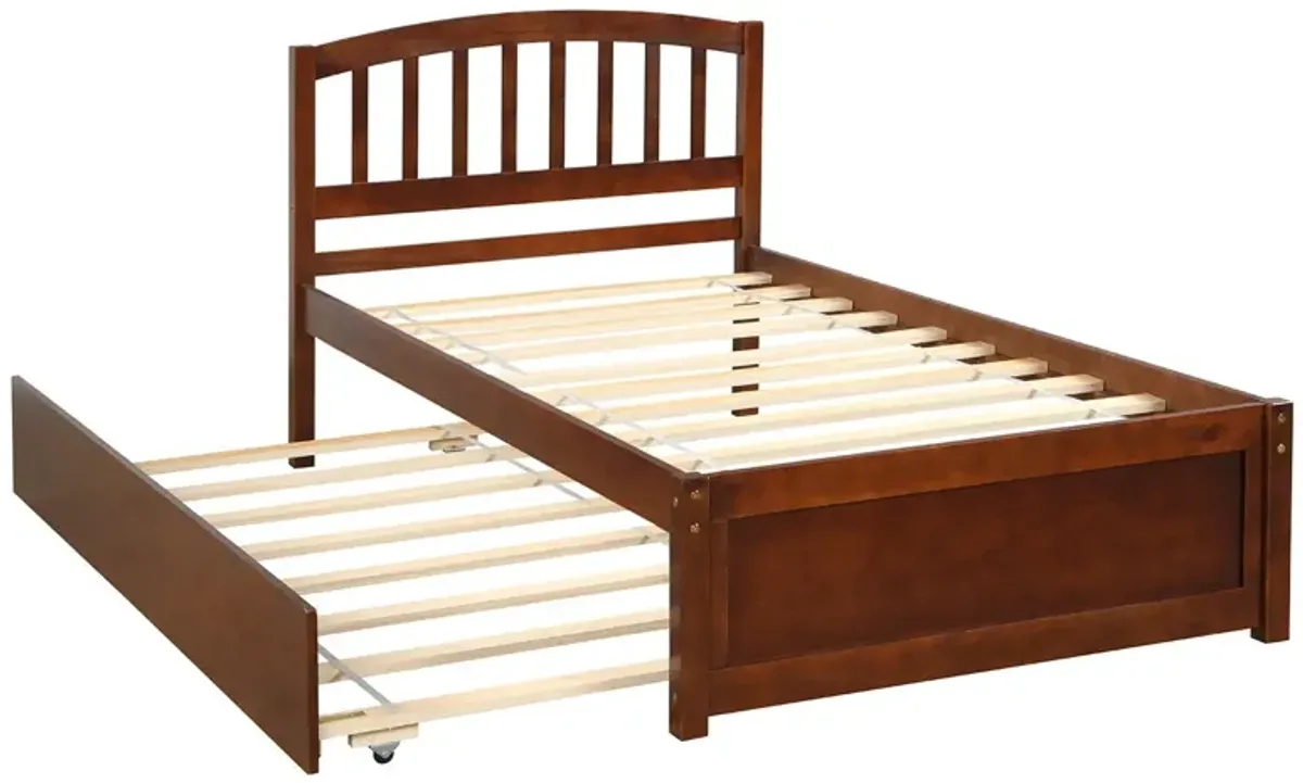 Twin Size Platform Bed Wood Bed Frame With Trundle