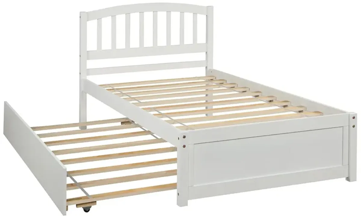 Twin Size Platform Bed Wood Bed Frame With Trundle