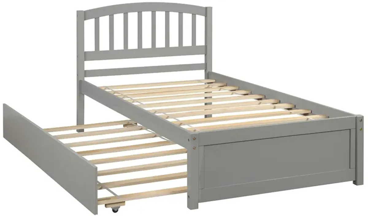 Twin Size Platform Bed Wood Bed Frame With Trundle