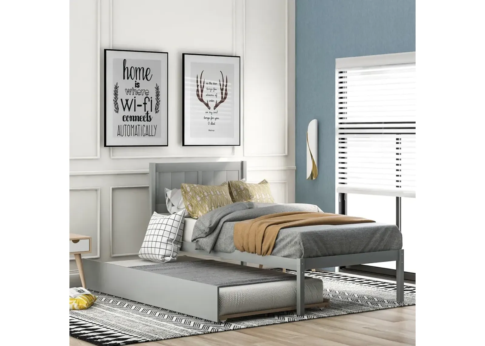 Platform Bed With Trundle - Wood