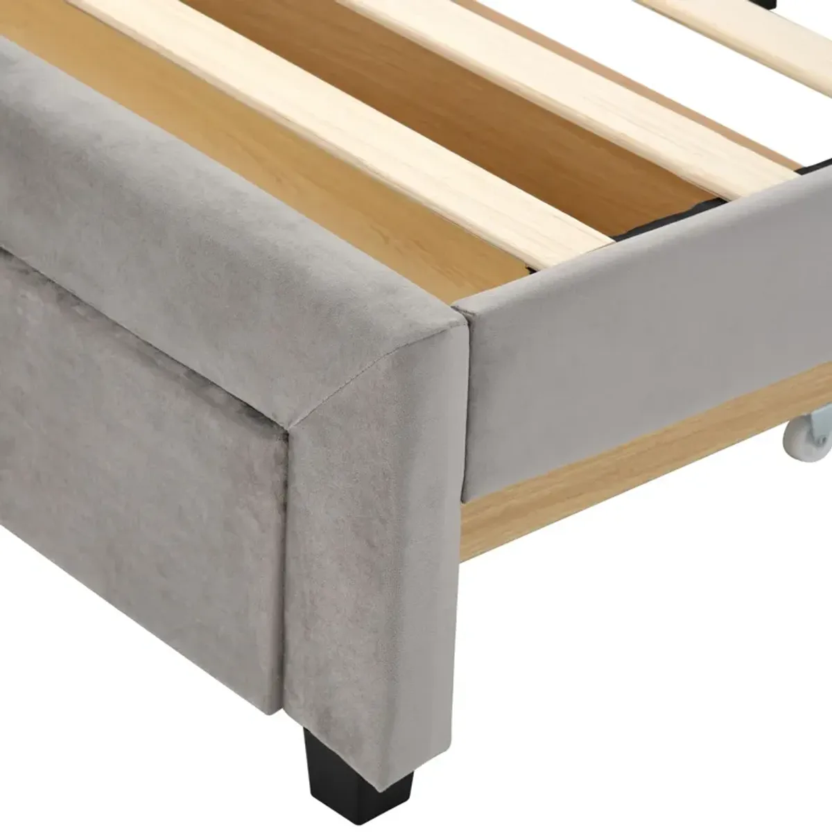 Storage Bed Velvet Upholstered Platform Bed With A Big Drawer