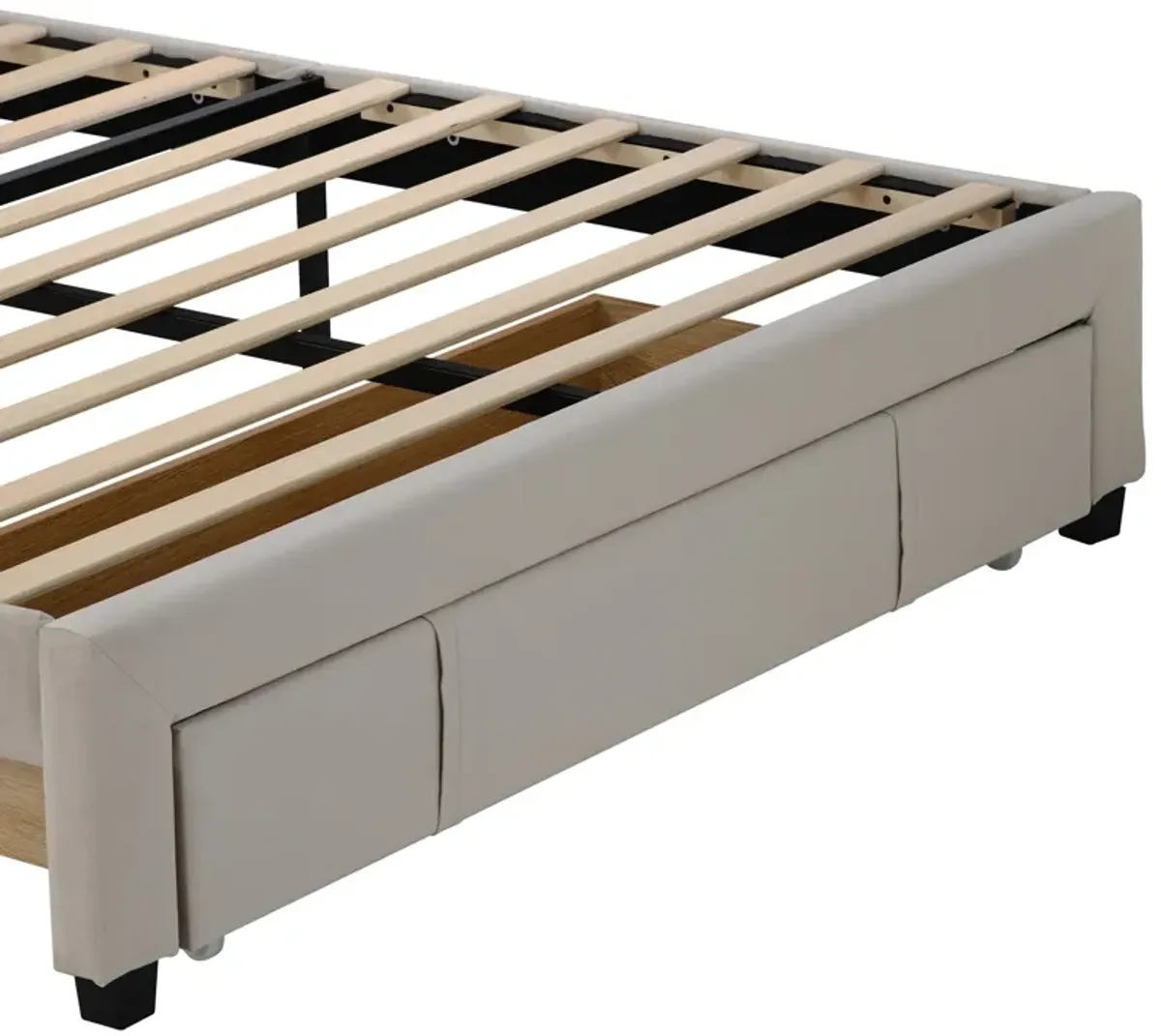 Storage Bed Velvet Upholstered Platform Bed With A Big Drawer