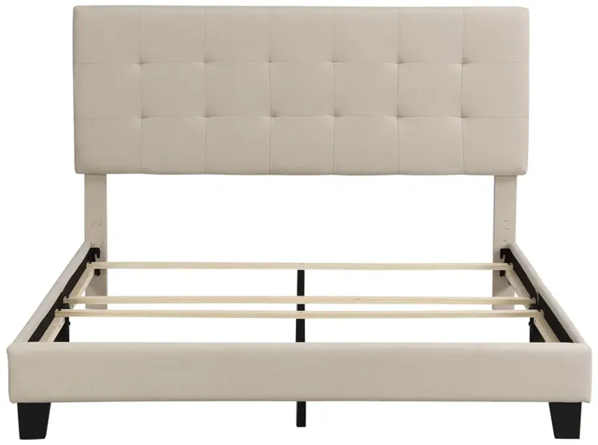 Upholstered Platform Bed With Tufted Headboard, No Box Spring Needed