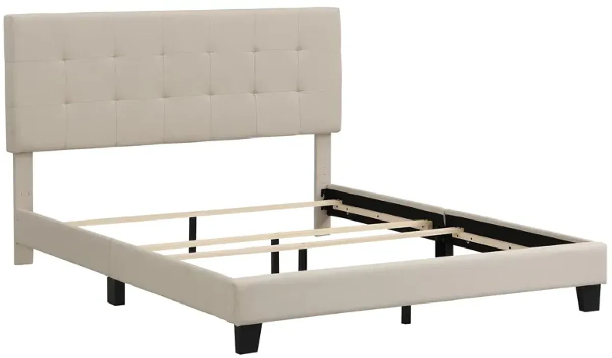 Upholstered Platform Bed With Tufted Headboard, No Box Spring Needed