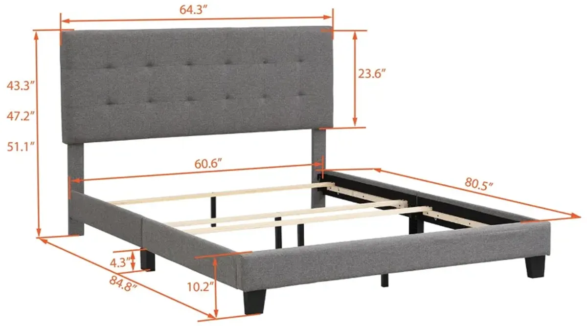 Upholstered Platform Bed With Tufted Headboard, No Box Spring Needed