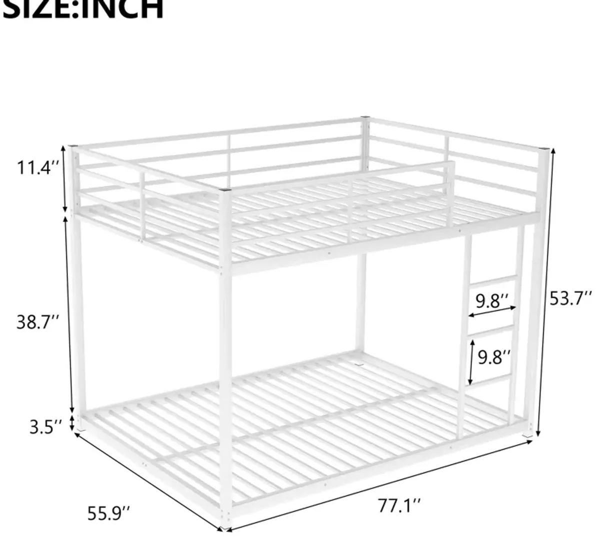 Metal Bunk Bed, Low Bunk Bed With Ladder