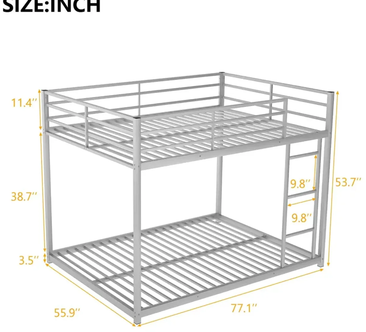 Metal Bunk Bed, Low Bunk Bed With Ladder