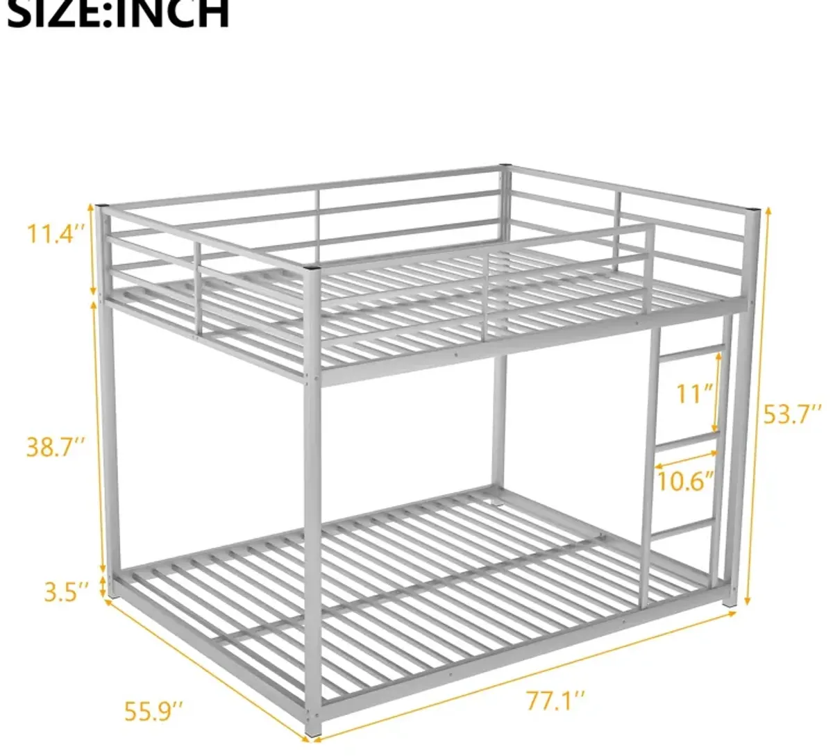 Metal Bunk Bed, Low Bunk Bed With Ladder