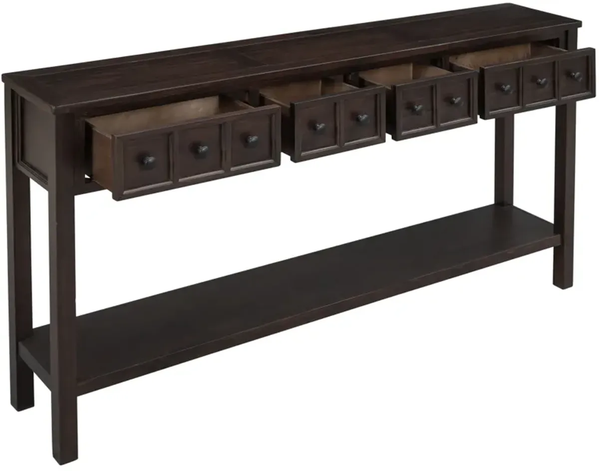 Rustic Entryway Console Table Long Sofa Table With Two Different Size Drawers And Bottom Shelf For Storage