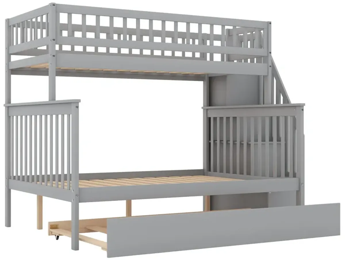 Twin Over Full Bunk Bed With Trundle And Staircase