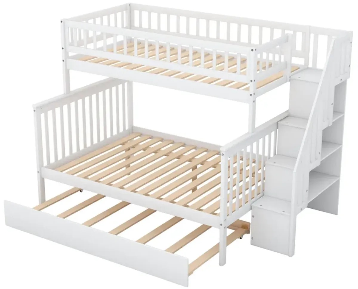 Twin Over Full Bunk Bed With Trundle And Staircase