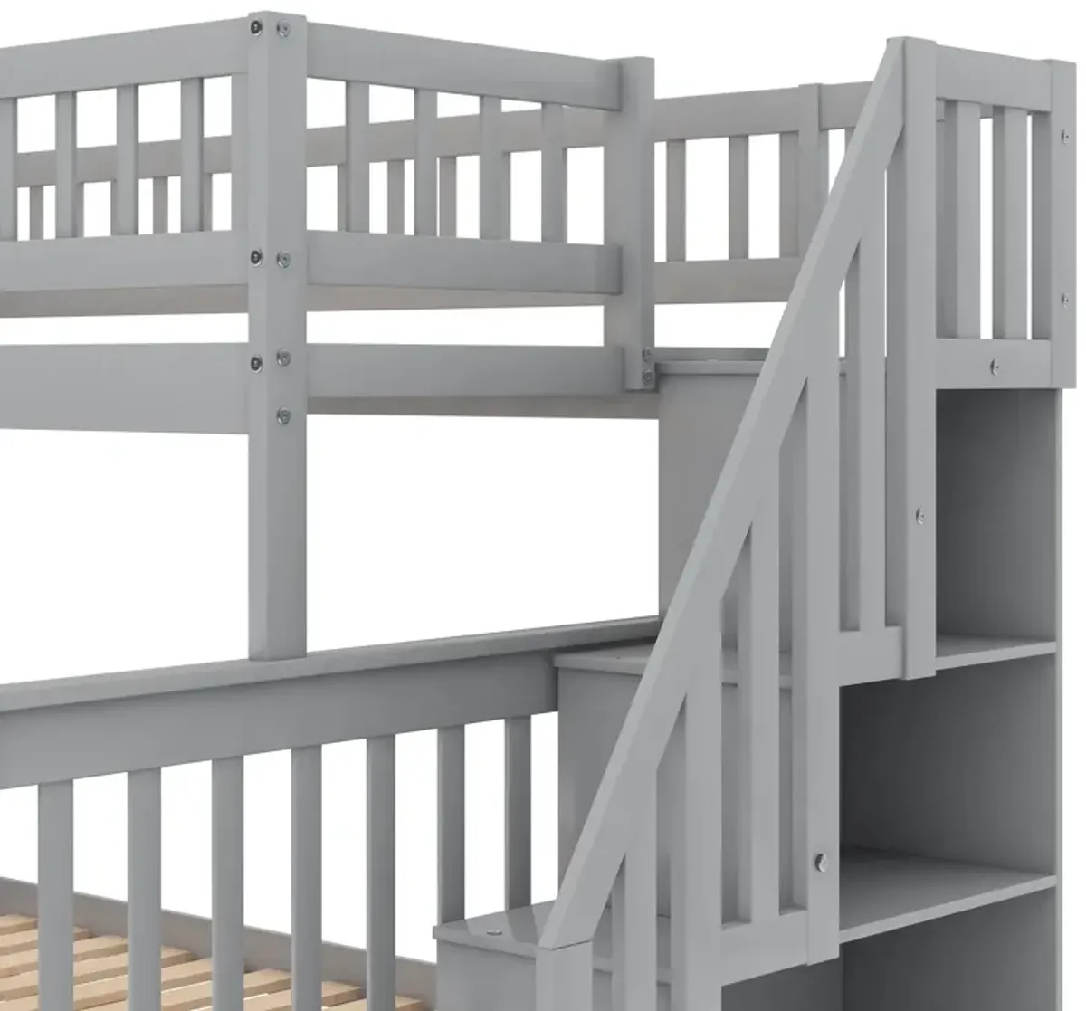 Twin Over Full Bunk Bed With Trundle And Staircase