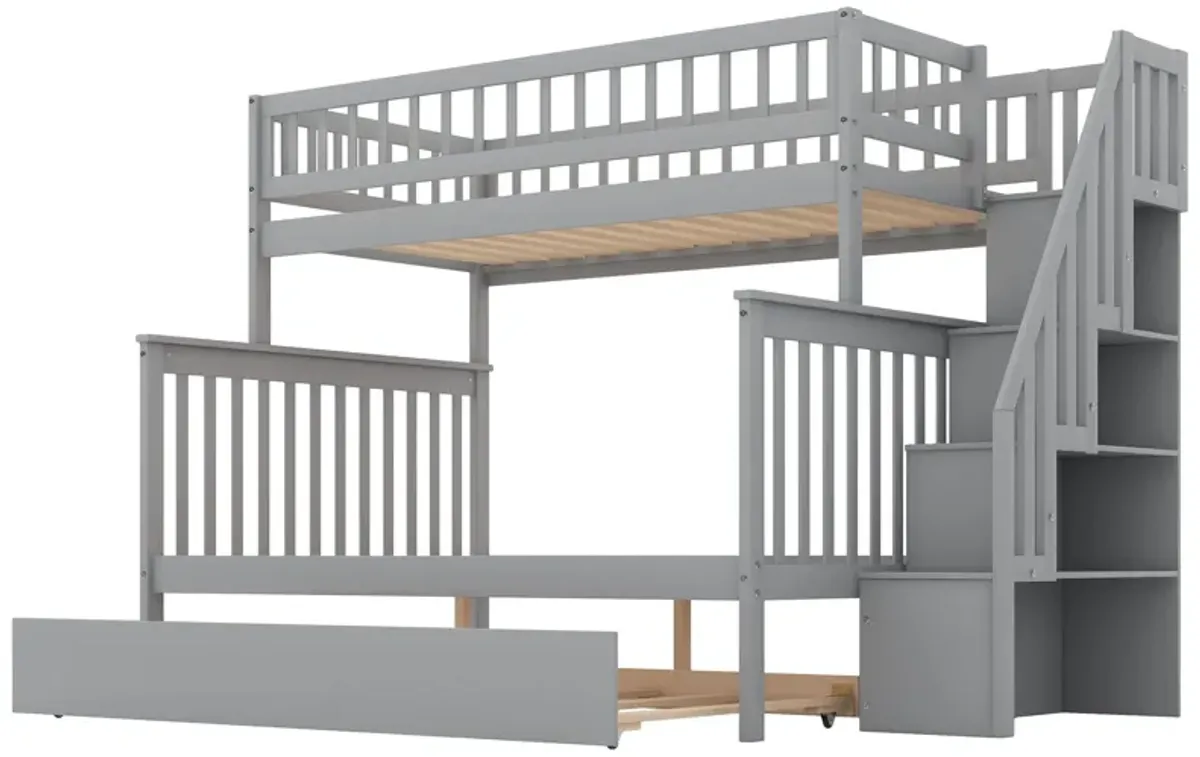 Twin Over Full Bunk Bed With Trundle And Staircase