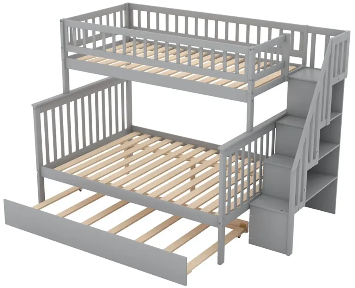 Twin Over Full Bunk Bed With Trundle And Staircase