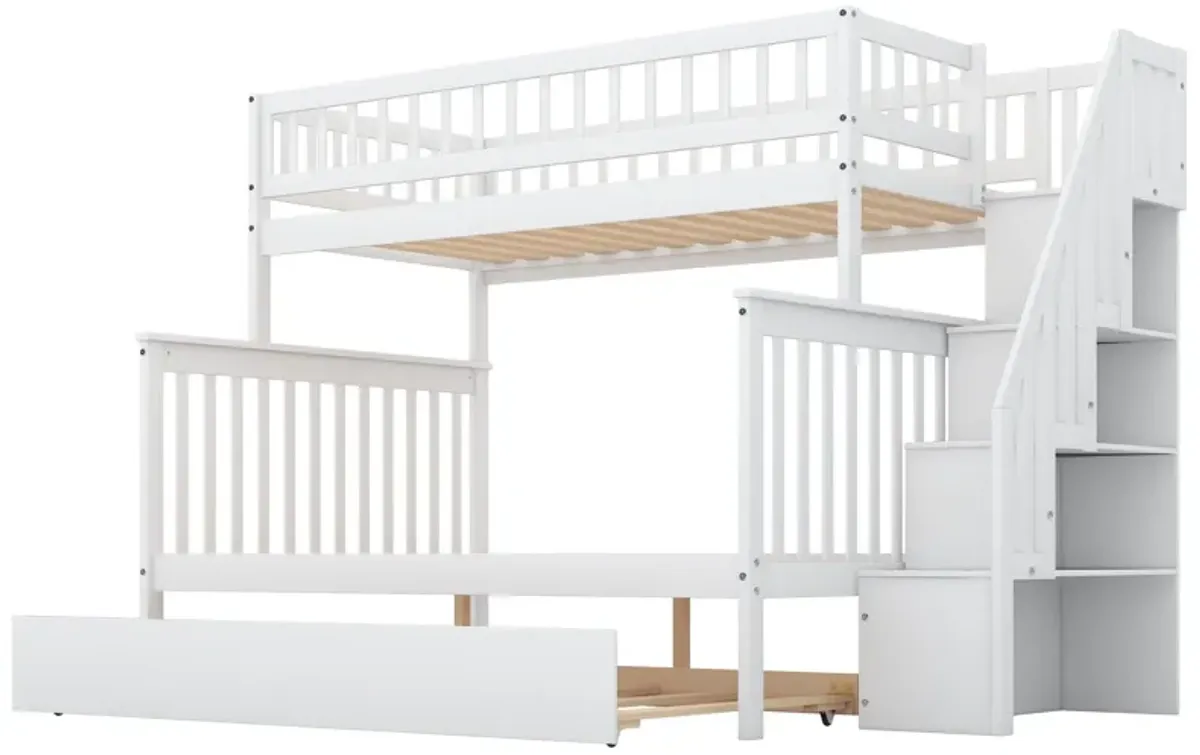 Twin Over Full Bunk Bed With Trundle And Staircase