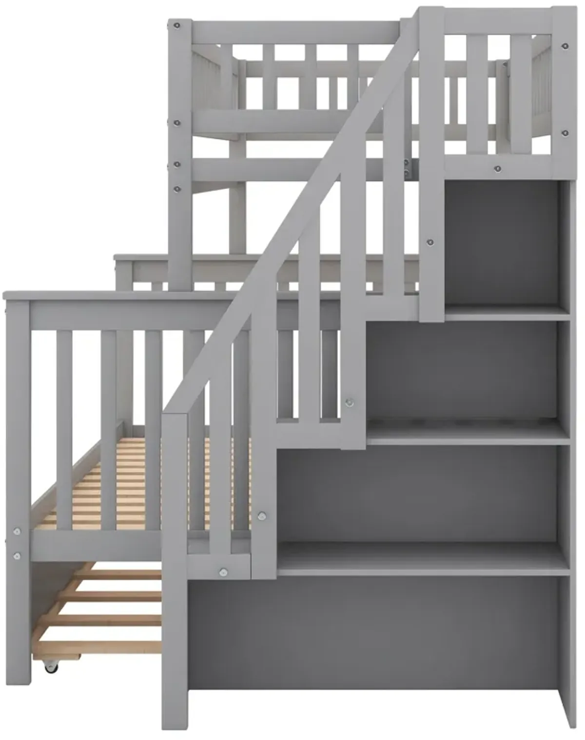 Twin Over Full Bunk Bed With Trundle And Staircase